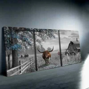 3pcs  Highland Cow wall art Farmhouse Canvas Unframed - Bild 1 von 9