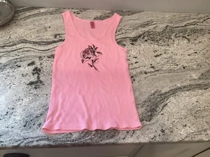 VGT Betsy Johnson intimates Pink Rose Bedazzled Tank Top Y2K Small - Picture 1 of 5
