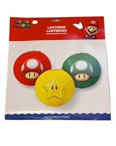 Super Mario Brothers Paper Lanterns Set Of 3 Birthday Party Decoration 9.5” - Picture 1 of 2