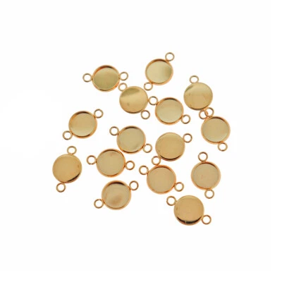 Ajustes de cabujón de acero inoxidable dorado 24K - Bandeja de 10 mm - 4 piezas - CBS019 Foto 1 de 2