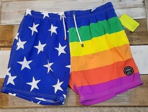 Exist USA Mens Swim Trunks Size XXL Multi Stripe Stars Flag Design Drawstring... - Picture 1 of 8