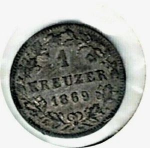 1869 GERMANY WURTTEMBERG 1 KREUZER - Picture 1 of 2