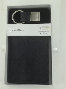 Men's Calvin Klein Black LEATHER PassCase Wallet and Key Chain - $48 MSRP - Picture 1 of 3