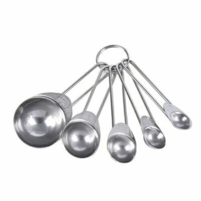 Measure Cake Stainless silver Spoons 5PCS/Set Baking Spoon Measuring Steel Sugar - Image 1 of 4