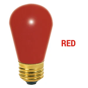 RED CERAMIC Patio String Light Sign Bulb 120V 11W S14 Medium E26 Base 11S14/R - Picture 1 of 4