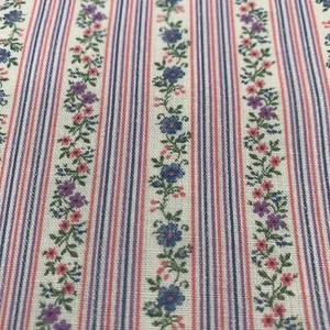 VTG Wamsutta Mills Fabric Feminine Pink Cream Small Floral Stripe Cotton 124" - Picture 1 of 8