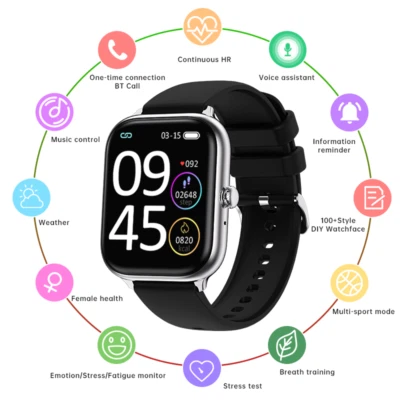 Reloj Inteligente Bluetooth Impermeable - Rastreador de Ejercicio, Frecuencia Cardíaca, Sueño, Llamar Música Foto 1 de 4