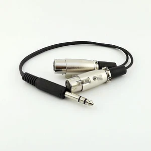 1FT 6.35mm 1/4" Stereo Male To Dual XLR 3 Pin Female Microphone Mic Audio Cable - Picture 1 of 4