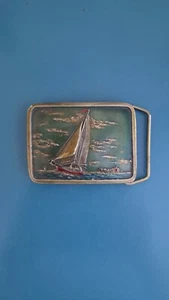 Sailing Ship Boat Yacht Race Crew Vintage Belt Buckle... Great Shape - Bild 1 von 1