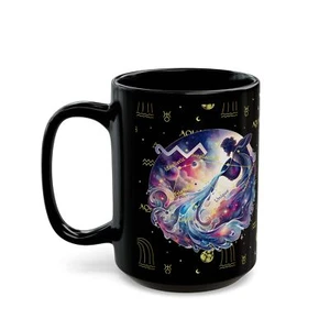 Aquarius schwarzer Becher (11oz, 15oz) - Bild 1 von 9