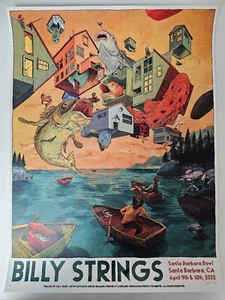 BILLY STRINGS Signed POSTER SANTA BARBARA BOWL DAVE KLOC LANDLAND Screenprint - Picture 1 of 12