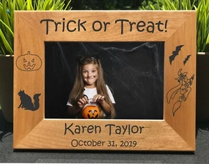 Personalized Trick-or-Treat Picture Frame – Engraved Halloween Photo Gift - Picture 1 of 8