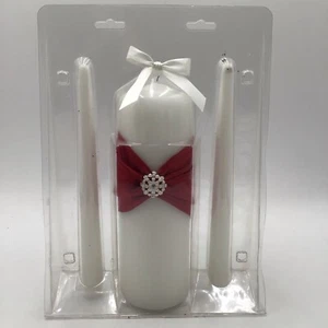 Unity Candle Set for Wedding – Burgundy Deep Red, Elegant Wedding Decor - Picture 1 of 8