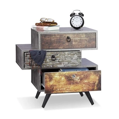 Vintage kommode Beistellschrank im Shabby Chic Modernes Sideboard grau MDF - Bild 1 von 4