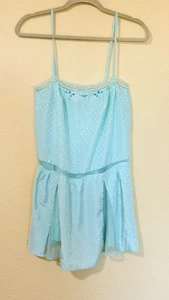 Victoria’s Secret Angels Babydoll SlipDress Aqua Polka Dot Floral Lace Vintage S - Picture 1 of 6