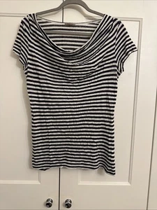 Jigsaw Navy Stripe Linen Top L - Picture 1 of 3