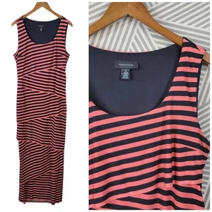 R&M Richards Dress size 16 Stretch Layered Maxi Stripe Casual Party Pink Black - Picture 1 of 6