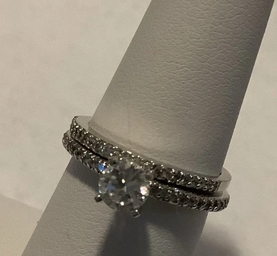 Sterling Silver With Cz’s Wedding Set (1154) 5.mm Center Stone Ring - Image 1 of 4