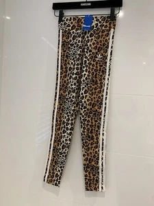 Adidas Leopard Print Gym Leggings Size 6 - Picture 1 of 5