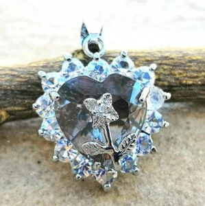 Elegant Smoky Topaz White Topaz Women New Fashion Jewelry 1.25" Heart Pendant - Picture 1 of 1