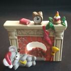 Vintage Night Before Christmas Tea Light Ceramic Candle Holder Fireplace Mouse