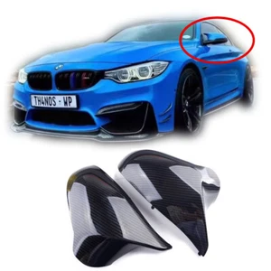 CARBON FIBER PAIR SIDE MIRROR COVER CAPS FOR BMW F82 M4 F80 M3 2015-2019 - Picture 1 of 5