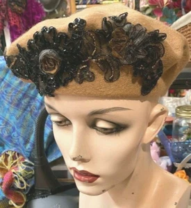 Sombrero de Colección Boina Millinery Lana de Camello Talla Única 1 pieza Hecho en Francia - Imagen 1 de 10
