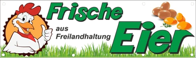 Banner "frische Eier" Freilandhaltung Hofverkauf Markt 200x60cm