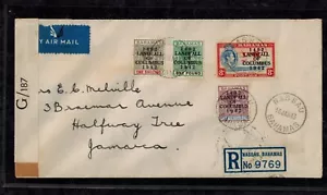 WWII Bahamas Registered Cover W/ Bahamas Censor Tape CL 1b, G/187 - Picture 1 of 2