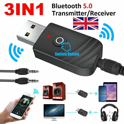 3 in 1 Bluetooth 5.0 Transmitter Receiver Wireless Adapter for TV PC Car Speaker - Image 1 of 4