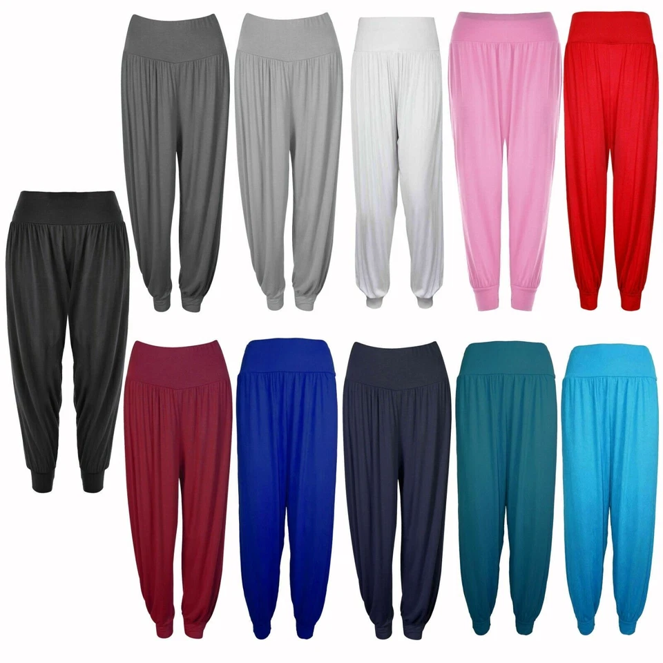 Womens Ladies New HAREM TROUSERS ALI BABA LONG PANTS BAGGY LEGGINGS PLUS sizes - Image 1 of 1