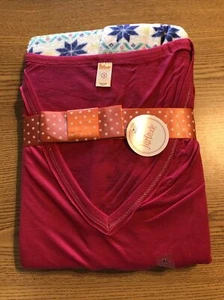 Flirtitude Womens Pajamas XL Tee Plush Pants Set Pink/Lime Retail $44 (SW-38) - Picture 1 of 5