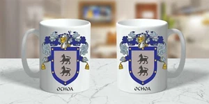 ESCUDO DE ARMAS HERÁLDICA ~ CRESTA FAMILIAR OCHOA ~ TAZA DE CERÁMICA 11 oz. - Imagen 1 de 1