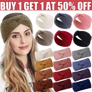 Womens Knitted Cross Knot Headband Head Turban Crochet Winter Band Hair Ear Wrap - Picture 1 of 49