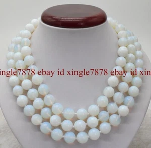 "Collar de cuentas redondas de piedra lunar blanco de Sri Lanka de moda 6/8/10/12 mm 18-50" - Imagen 1 de 16