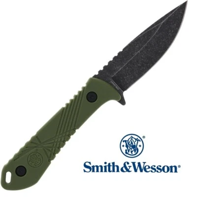 Cuchillo de hoja fija Smith & Wesson con funda de cinturón verde OD Foto 1 de 3