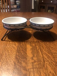 Cat Food Bowls, w/stand for Food and Water,Ceramic Elevated EUC - Picture 1 of 8