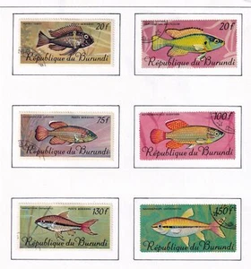 SA23i Burundi 1967 Fish, Air Mail and Postage used stamps hinged on paper - Picture 1 of 1