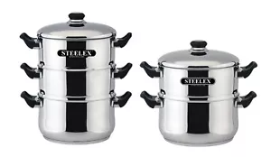 20cm/24cm Stainless Steel Steamer Cooker Pot Set 2/3Tier Pan Cook Food Induction - Picture 1 of 24