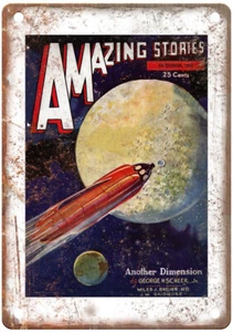 1935 Pulp Cover Amazing Stories v10 n06 Retro Look Reproduction Metal Sign J1042 - Picture 1 of 2