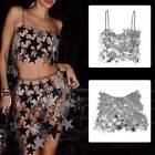 Big Star Personality Crop Top And Skirt  For Women Girl Sexy Nightclub-Party