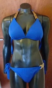 New Lipsy London Bikini With Gold Trim Royal Blue UK 14 - Picture 1 of 11