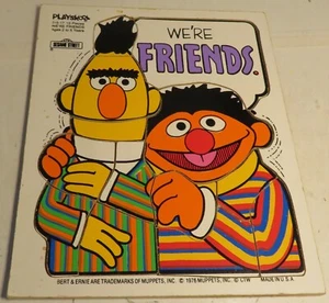 VINTAGE 1976 Playskool Bert & Ernie Wooden Puzzle We're Friends Sesame Street #4 - Picture 1 of 9