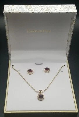 Colgante y aretes Charter Club tono dorado halo rojo escarlata - NUEVO EN CAJA - JLY19 Foto 1 de 4