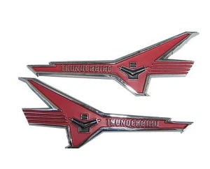 1956 FORD FAIRLANE "THUNDERBIRD V-8" FENDER EMBLEMS - Picture 1 of 2