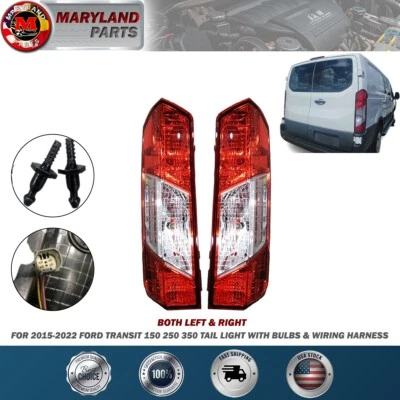Para 2015-2022 Ford Transit 150 250 350 lanterna traseira com lâmpadas e fiação LH + RH - Imagem 1 de 4