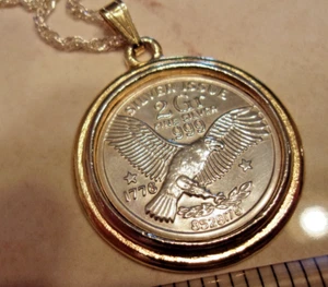 Silver Eagle Coin Replica Pendant Necklace - Picture 1 of 7