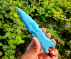 Turquoise Dagger Athame  Large Arrowhead, Hand Carved Dagger, Gemstone Arrowhead - Picture 1 of 5