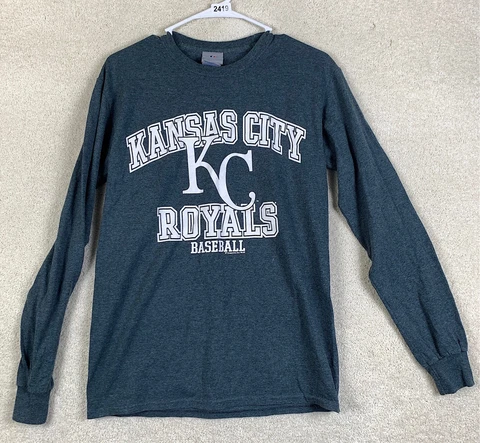 Kansas City Royals Small S T Shirt MLB Adult Size Small Gray Long Sleeve Shirt Cover