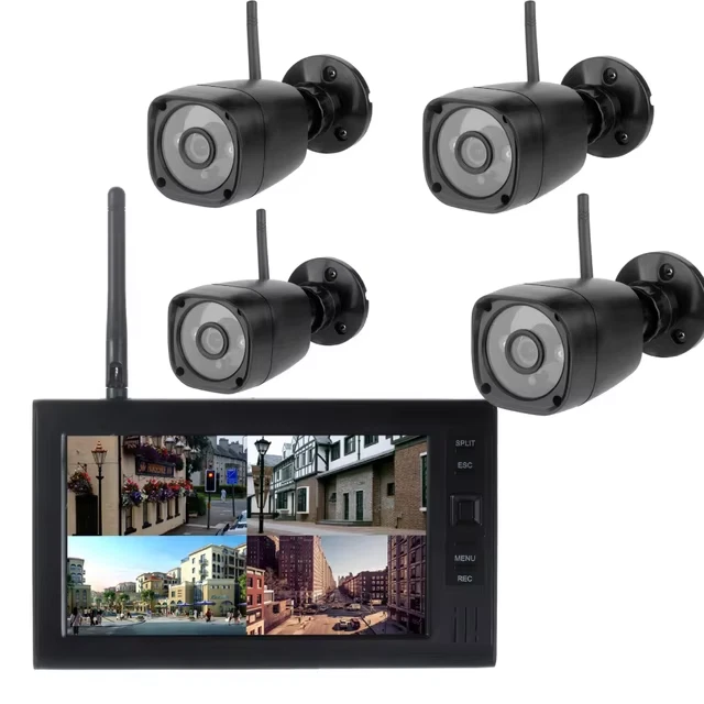 Wireless 4CH DVR 7" Monitor Security Camera System Night Vision 2.4GHZ Digital - Image 1 of 4